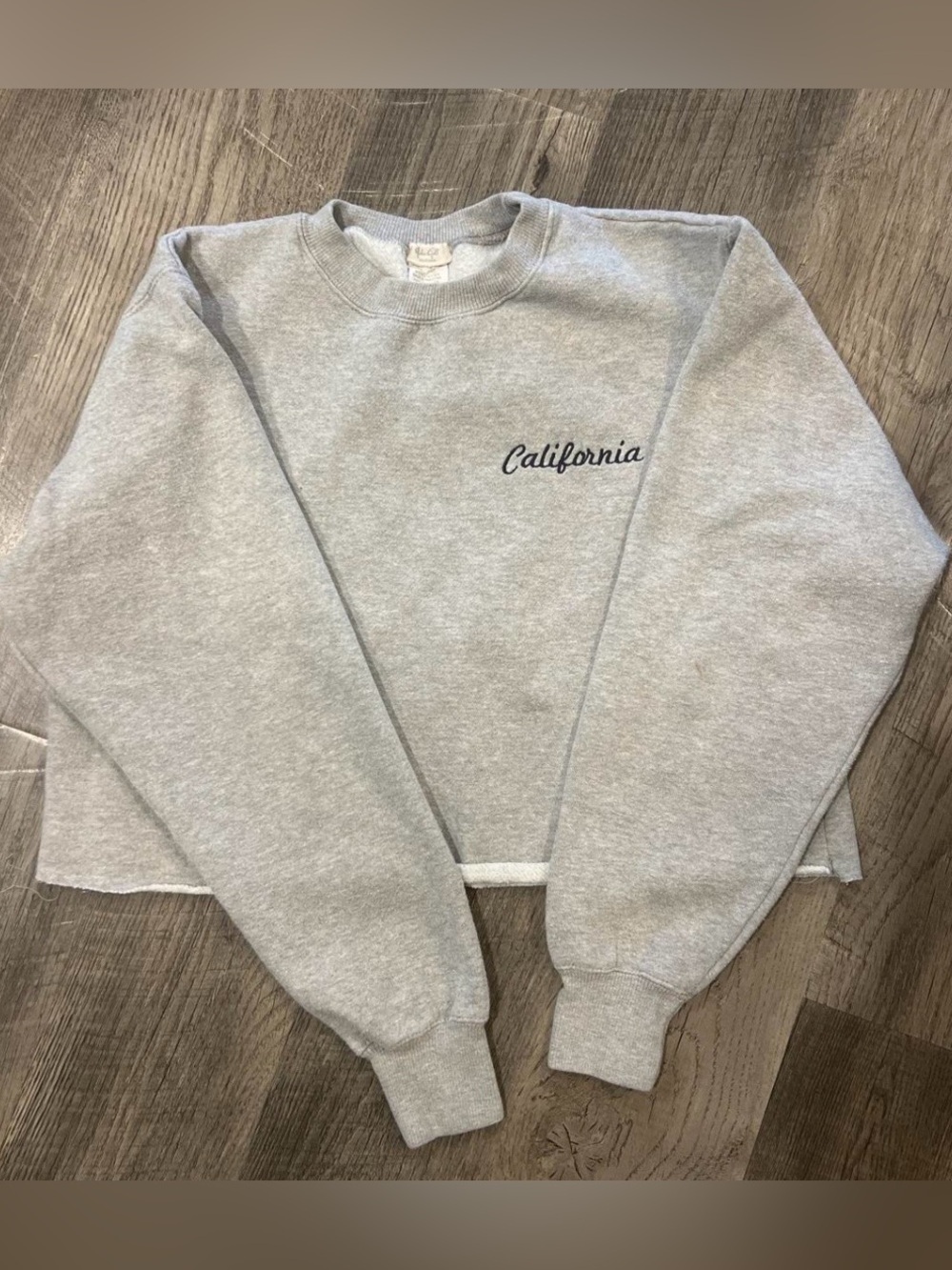 Brandy Melville Gray "California" Cropped Crewneck Sweatshirt